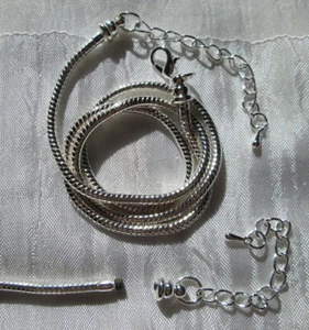 1 CHAINE 60CM+5CM COLLIER SERPENT METAL ARGENTE COMPATIBLE MOUSQUETON DEVISE*G13 - Picture 1 of 2