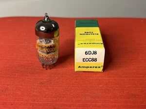 AMPEREX 6DJ8 ECC88 TUBE HOLLAND ORANGE GLOBE Cup Disc Getter (Box Y) - Bild 1 von 7