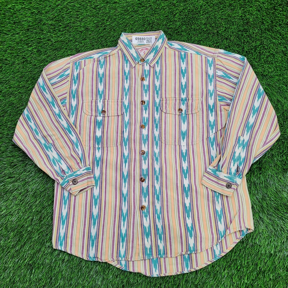 Vintage Red Grape Native-American Button Up Shirt Medium 21x28 Poplin - Image 1 of 4