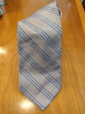 Gravata de seda xadrez masculina Talbots rosa Glen com listras azuis - Imagem 1 de 4