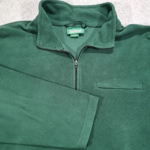 Pullover in pile LL Bean uomo XL verde regolare 1/4 zip tasca sul petto - Foto 1 di 8