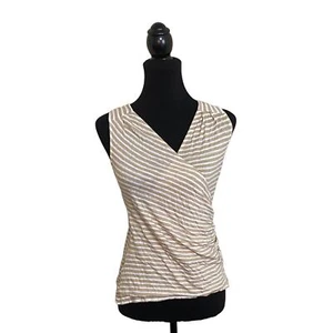 BANANA REPUBLIC Women Faux Wrap Tank Size XS 100% Linen Summer Professional Work - Picture 1 of 6