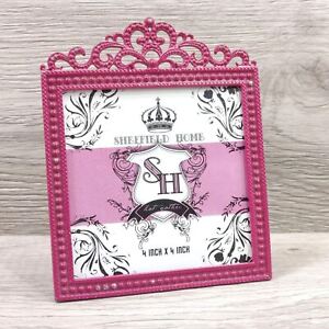 Photo Frame Ornate Pink Metal Decorative Table Top Picture Display Stand Vintage
