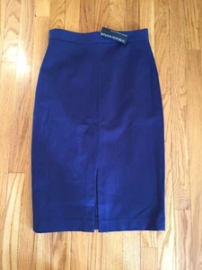 NUEVO CON ETIQUETAS BANANA REPUBLIC Crepúsculo Azul Marino Sloan Bi-Elástico Frontal Hendidura Falda Lápiz 8 $89 - Imagen 1 de 6