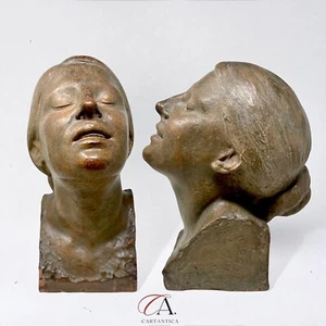 TERRACOTTA 1917 TESTA DI DONNA AGOSTINO GIOVANNINI COLLODI PISTOIA - Picture 1 of 8