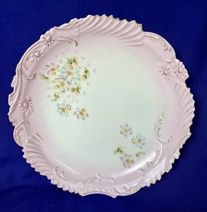 Victorian Floral Porcelain Dessert Plate Pink White 12" Serving Platter unmarked - Picture 1 of 15