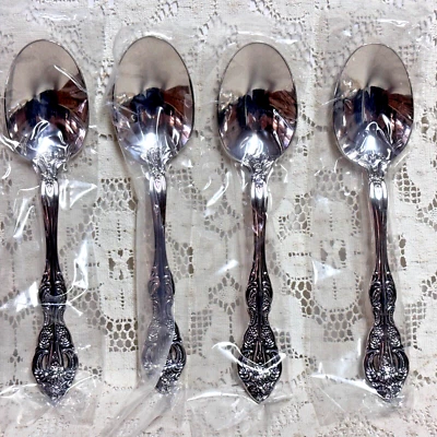 Oneida Michelangelo Oval Soup Spoons 6 5/8"  18/10 Stainless Ultra Premium Set 4 - Image 1 of 4