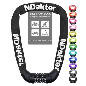 Bike Chain Lock 5 Digit Combination Heavy Duty Anti Theft Bicycle Chain Lock ... - Picture 1 of 7