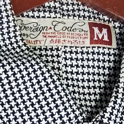 Sovereign Code men's shirt Medium Black White Hounds Tooth pattern 100% Cotton  - Image 1 of 4