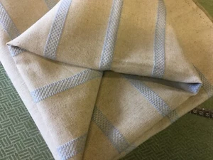 124 cm Ian Mankin HOPSACk stripe Fabric Remnant 137 wide BLUEBELL. - Picture 1 of 3