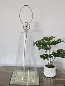 X- Large Boho Clear Hand Crafted Mouth Blown Glass Table Lamp - Picture 1 of 12