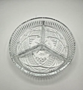Vintage Libbey Clarion 3 Section Glass Server Dish, 7 1/2” Diameter - Picture 1 of 4