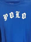 Polo Ralph Lauren Herren L Junge 18 T-Shirt langärmelig Velour alter englischer Schriftzug