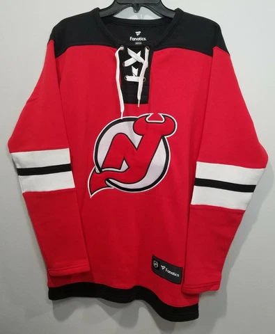 New Jersey Devils Fanatics Branded Lace Up Red Pullover Sweatshirt Men's Size S Cover