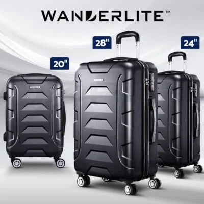 Wanderlite 3pc Luggage Trolley Travel Suitcase Set TSA Hard Case Lightweight - image 1 of 4