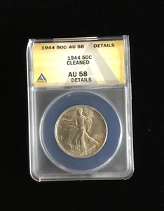 1944 50c Walking Liberty Silver Half Dollar - ANACS AU 58 **Cleaned** Details - Picture 1 of 2