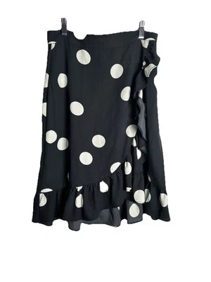 Minifalda Modcloth It's A Wrap con volantes línea A para mujer M negra blanca lunares Foto 1 de 4