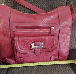 Rosetti Red Faux Leather Tote Handbag Purse Multi Pocket Zipper  Shoulder - Picture 1 of 11