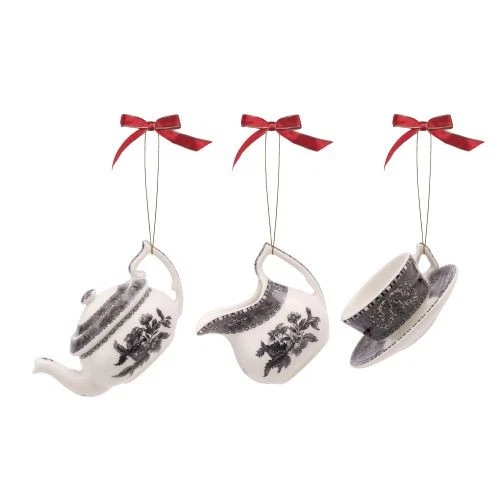 NEW Spode Heritage Christmas Tree Tea 3 Pc Set Ornaments Mini Teapot Cup Creamer - Image 1 of 4