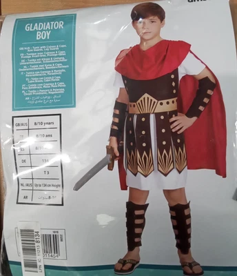 Vestido Elegante Gladiador Niño Disfraz Amscan 8 - 10 Años Túnica/Capa/Guardias Nuevo F1 Foto 1 de 4