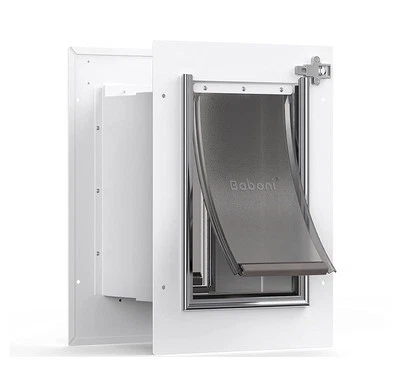 Baboni Small Pet Door for Wall, Steel Frame & Telescoping Tunnel, Double Flap - Image 1 of 4