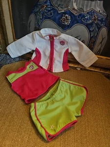 American Girl Doll Track Outfit Set Athletic Running Clothing AG Pink Green - Picture 1 of 24