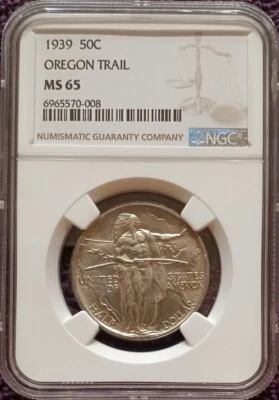 1939 Oregon commemorative half dollar, NGC MS65 - Image 1 of 4
