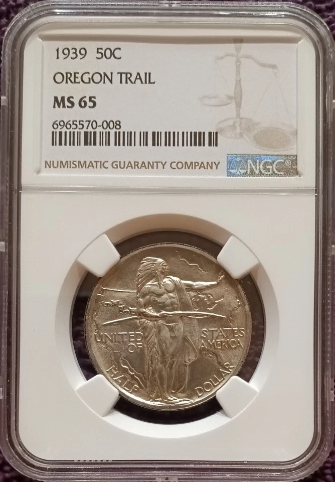 1939 Oregon commemorative half dollar, NGC MS65 - Image 1 of 4