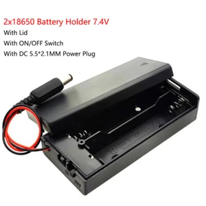 2*18650 Battery Box With Lid With ON/OFF Switch and DC 5.5*2.1MM Power Plug 3.7V - Picture 1 of 3