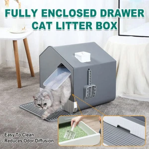 Large Fully Enclosed Cat Litter Pan House Easy Clean Litter Box for Indoor Use - Picture 1 of 13