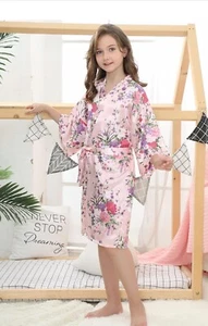 EPLAZA Kids Girls Floral Satin Robe for Birthday Spa Bridal Party Flower Size 10 - Picture 1 of 11
