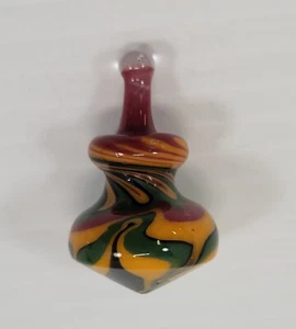 *B97) Mundgeblasenes Glas Deko Kunst Mehrfarbig Grün Wirbel Stufen Kreisel - Bild 1 von 9