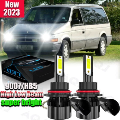 9004 LED For Dodge Dakota 91-96 Caravan 87-95 Headlight Hi/Low Beam Bulbs Kit - Image 1 of 4