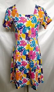Vintage FLIEGENDE FARBEN Retro süß schön hell blumig Kleid Medium - Bild 1 von 4