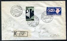 G035-30 ITALIA REPUBBLICA 1951 Raccomadata affrancata con Triennale Milano serie