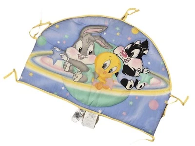 Vintage Baby Looney Tunes Nursery Crib Pad Bugs Bunny Tweety Sylvester Headboard - Image 1 of 4