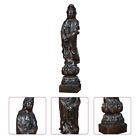Vintage Buddha Statue Wooden Quan Yin Antique Figurine Office Solid