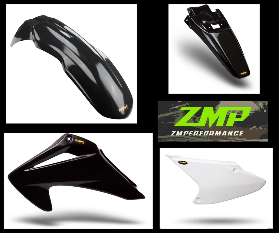 NEW HONDA 03 - 07 CRF 150F BLACK FRONT AND REAR FENDERS SCOOPS WHITE SIDE PANELS - Image 1 of 1