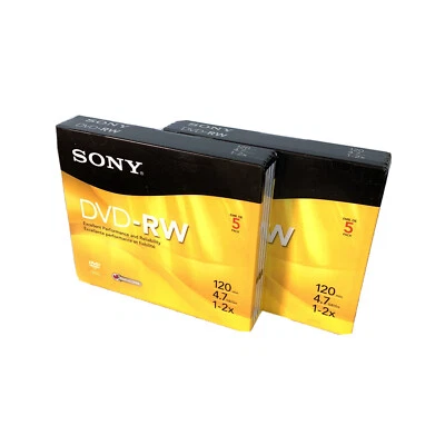 SONY 5 Pack DVD-RW Re-Writable Discs 120 minute 1x-2x Compatible DVR - Image 1 of 4