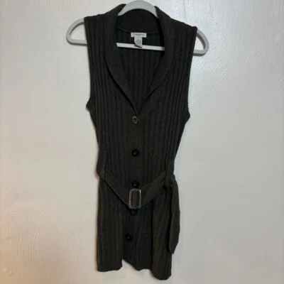 Vertigo Paris Women's Sweater Vest Belted Button Down Angora Green Size Large - Image 1 of 4