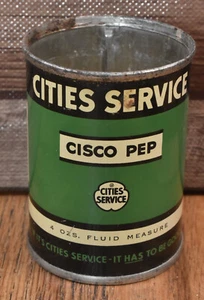 Lattina Pubblicitaria Gas e Petrolio Vintage Anni 40 Cities Service Cisco Pep 4 Oz - Foto 1 di 5
