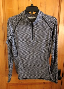 EKOUAER ACTIVEWEAR 1/4 ZIP TOP LSLV SIZE XL BLACK GRAY WHITE MIX SOFT LTWEIGHT - Picture 1 of 7