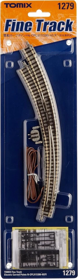 New Tomix N Scale 1279 Electric Curved Turnout N-CPL317/280-4, 5F Power-routing - Image 1 of 1