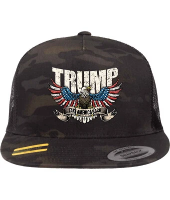 Gorra Trump 2024 Take America MAGA Never Surrender Fight Camo Eagle 47 Trucker Foto 1 de 4
