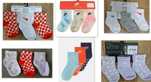 Nike 3 pair Ankle Everyday socks Lightweight Size 6 12M-1-2-4 years infant multi - Picture 1 of 14