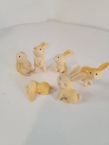 Set of 6 Plastic Easter Bunny Cake Topper Decorations 2" tall - Afbeelding 1 van 4