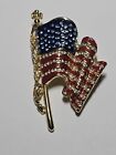 Monet American USA Patriotic Flag Pin Brooch Gold Vintage Signed Remember 9‐11