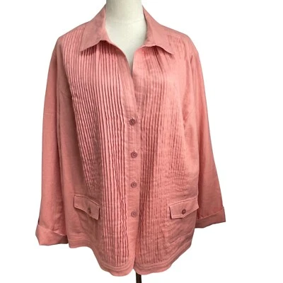 Chaqueta de lino para mujer Jones NY Collection talla 24W? Tuck Plisado VER MEDIDAS Foto 1 de 4