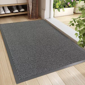 Rubber Door Entrance Mats Gray Barrier Heavy Duty Hard Wearing Rugs Dirt Catcher - Picture 1 of 42