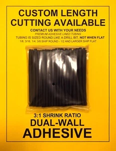 1/2" / 12mm I.D Black (6" 25pcs) Dual-Wall Adhesive Lined 3:1 Heat Shrink Tubing - Picture 1 of 3